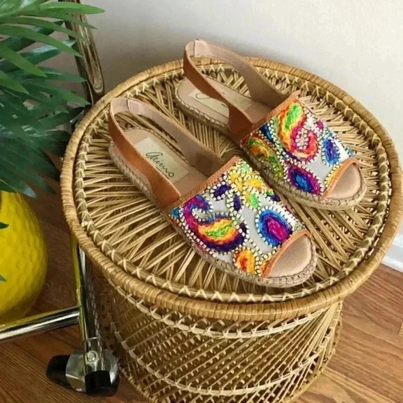 Gaimo Multicolor Embroidered Espadrille Sandals 39 - Picture 2 of 5